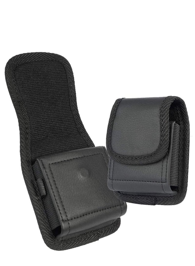 Excefore Case for Galaxy Z Flip Phone, Black Vegan Leather Vertical Pouch [with Belt Loop, Metal Clip, Magnetic Closure] for Samsung Z Flip 5G, Z Flip 3 - Image 4