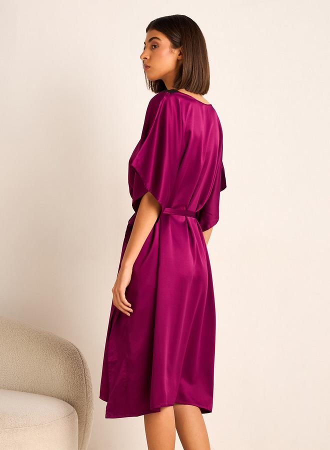 Aadaraya Adaraya Night Dress Short Sleeve With Belt - Image 3