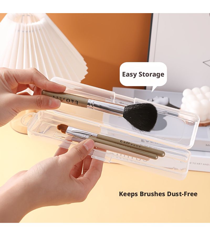 4pcs Transparent Travel Makeup Brush Case Dustproof Crushproof Plastic Protective Cover With Lid For Bathroom Storage Suitable For Brushes Lipstick Eyeshadow Containers Portable Small Items Holder - Image 5