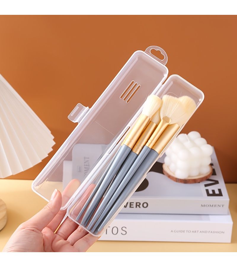 4pcs Transparent Travel Makeup Brush Case Dustproof Crushproof Plastic Protective Cover With Lid For Bathroom Storage Suitable For Brushes Lipstick Eyeshadow Containers Portable Small Items Holder - Image 2