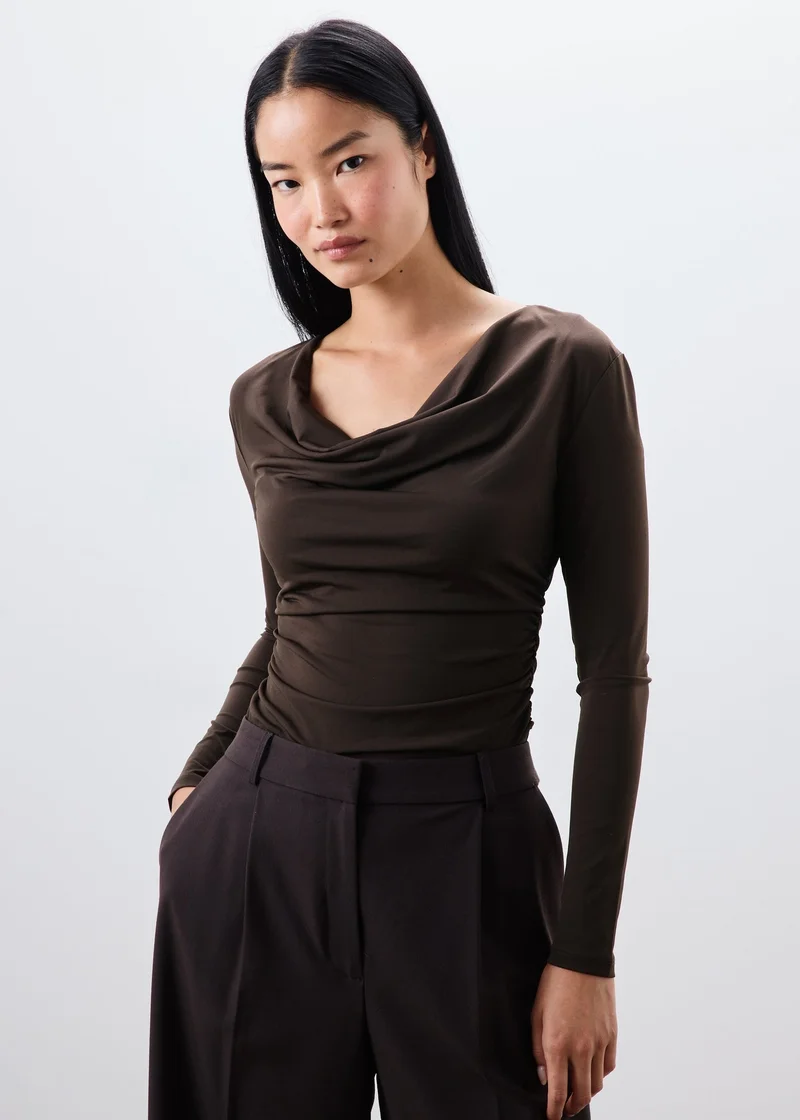 ماتلان Chocolate Brown Cowl Neck Top