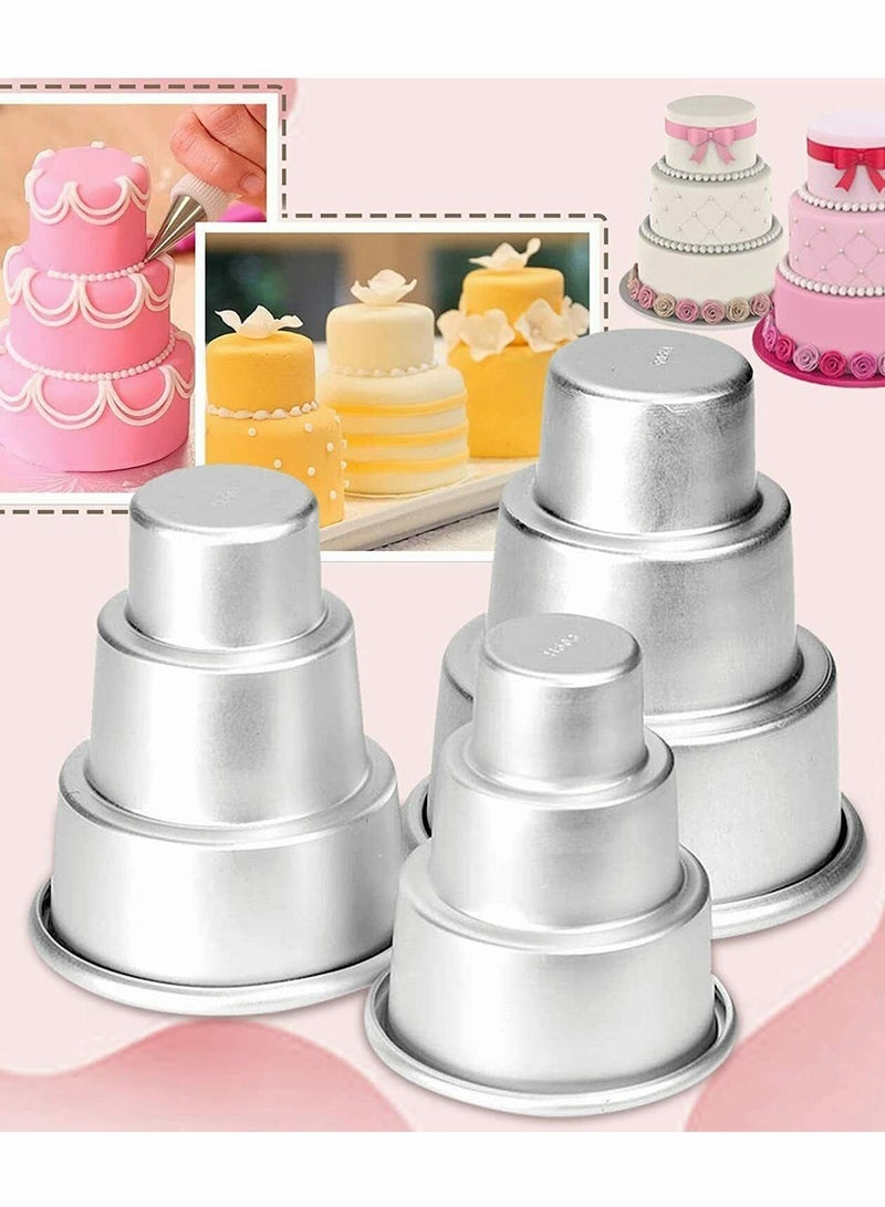 Mini Three Layer Cake Mold, Aluminum Non-Stick Round Dessert Pan, Chocolate Jelly Pudding Cup, Muffin Decorating Tool - Image 3