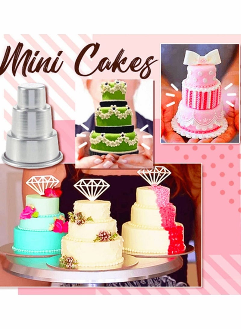 Mini Three Layer Cake Mold, Aluminum Non-Stick Round Dessert Pan, Chocolate Jelly Pudding Cup, Muffin Decorating Tool - Image 4