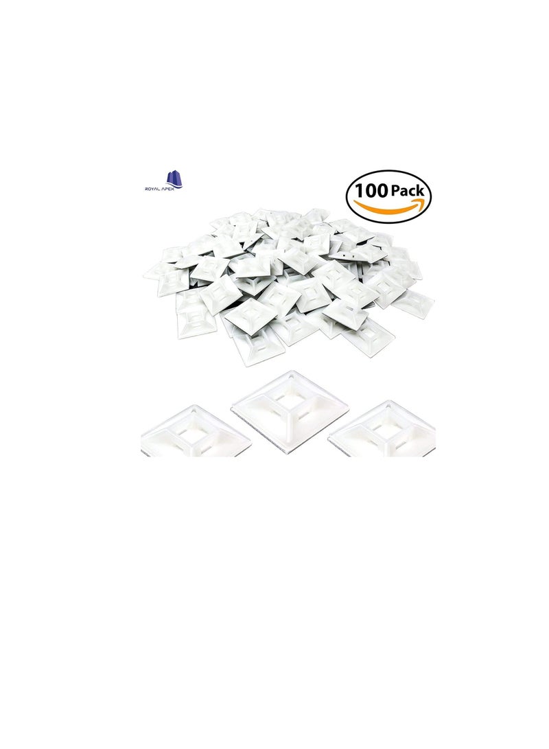 Loquat Premium Zip Tie Adhesive-Backed Mounts Professional Grade White Cable Tie Bases (100, 19x19 mm) - Image 3