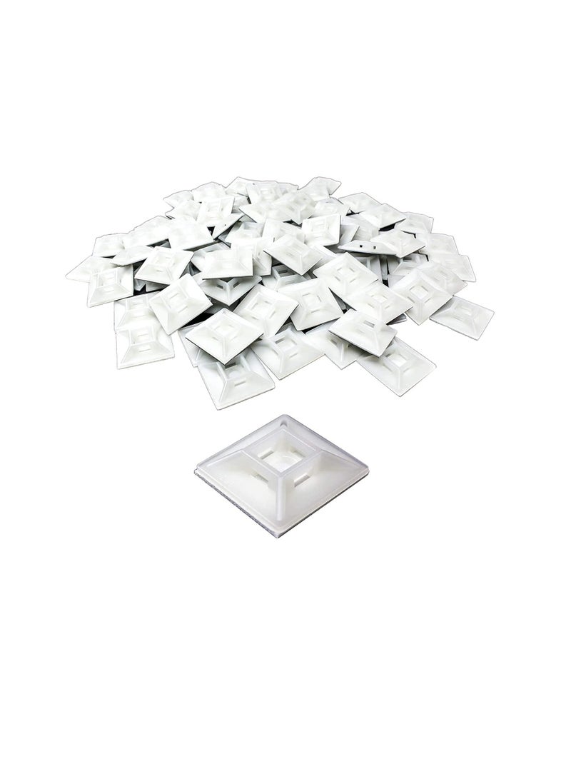 Loquat Premium Zip Tie Adhesive-Backed Mounts Professional Grade White Cable Tie Bases (100, 19x19 mm) - Image 1