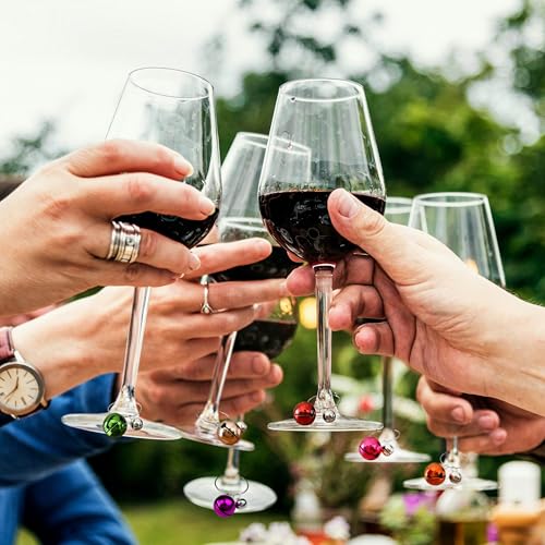 VGEUNA Wine Glass Charms for Stem Glasses with Bottle Stopper Set, Jingle Bell Drink Markers Identifiers Tags for Tasting Party Wine Night - Image 5