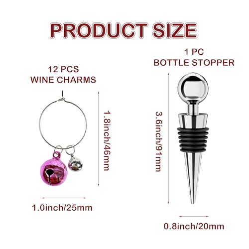 VGEUNA Wine Glass Charms for Stem Glasses with Bottle Stopper Set, Jingle Bell Drink Markers Identifiers Tags for Tasting Party Wine Night - Image 2