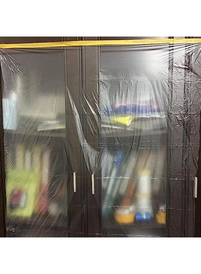 Goodern 2.7M X 20M Tape And Drape Plastic Drop Cloth Plastic Sheeting With Masking Tape Waterproof Dust Proof Protective Masking Film Prevent Dust Paint Cover For Car Furniture Carpet Floor Bed - Image 4