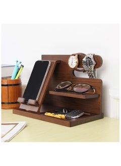 Generic Wood Phone Docking Station Ash Key Holder Wallet Stand Watch Organizer,Nightstand Organizer Idea Gadgets for Men Husband Wife Dad Son Boyfriend Birthday Gifts  - Image 2