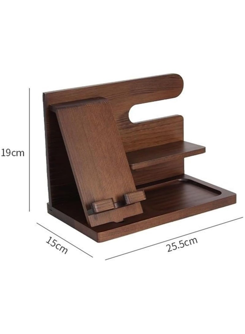Wood Phone Docking Station Ash Key Holder Wallet Stand Watch Organizer,Nightstand Organizer Idea Gadgets for Men Husband Wife Dad Son Boyfriend Birthday Gifts  - Image 3