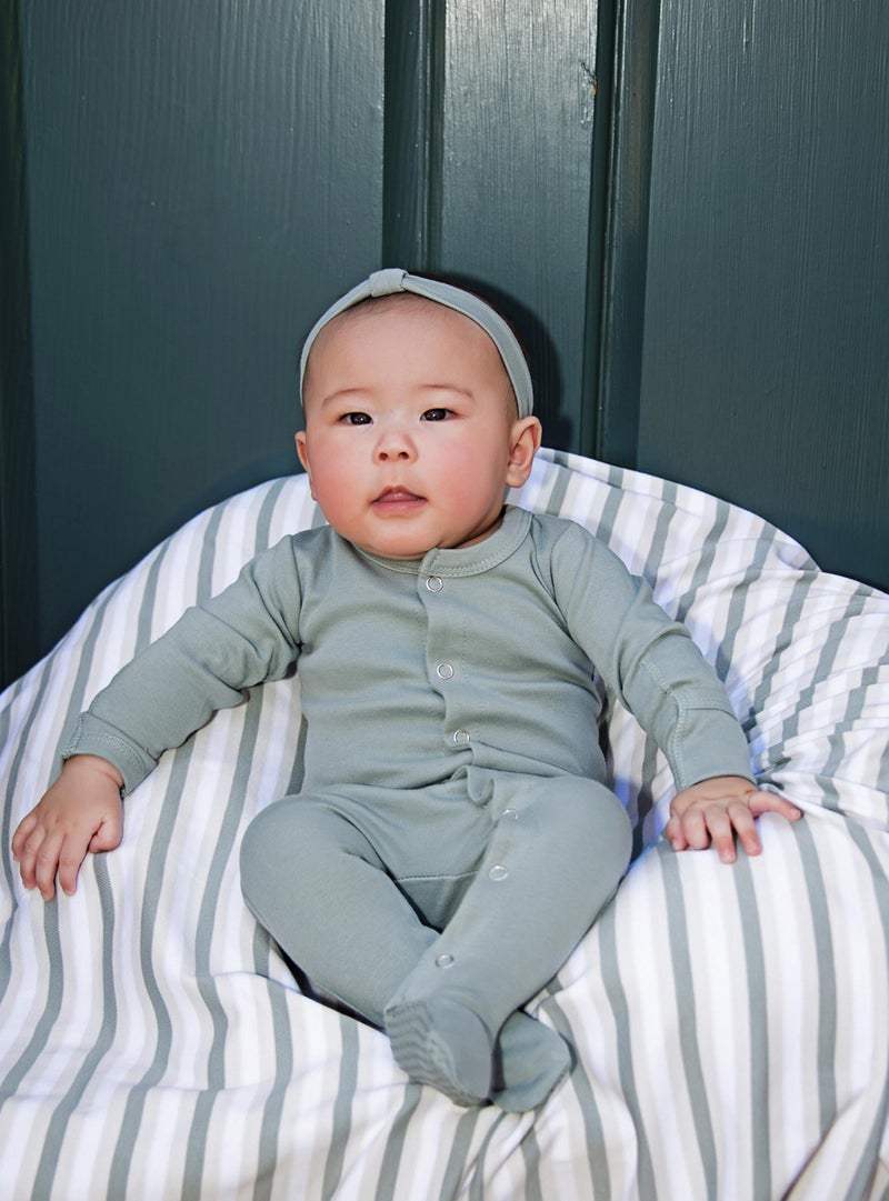 L'ovedbaby Baby Girls Organic Snap One-Piece Footies, Seafoam, 9-12 Months US - Image 2