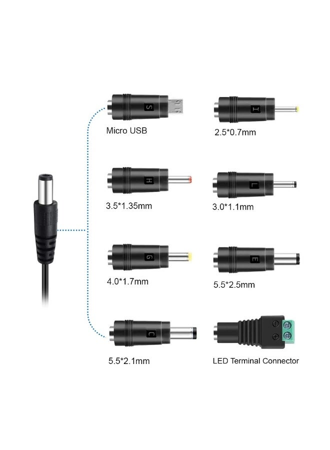 لومس أورا محول طاقة عالمي بقدرة 30 وات، شاحن عالمي بجهد 3 فولت إلى 12 فولت، محول طاقة متعدد الفولت مع 8 أطراف للإلكترونيات المنزلية - Image 2