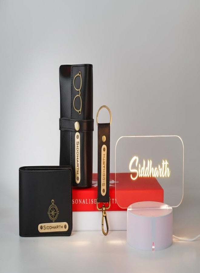 AICA Personalized Name Men’s Combo Led Lamp Gift Set 4Pcs (Black) - Image 1