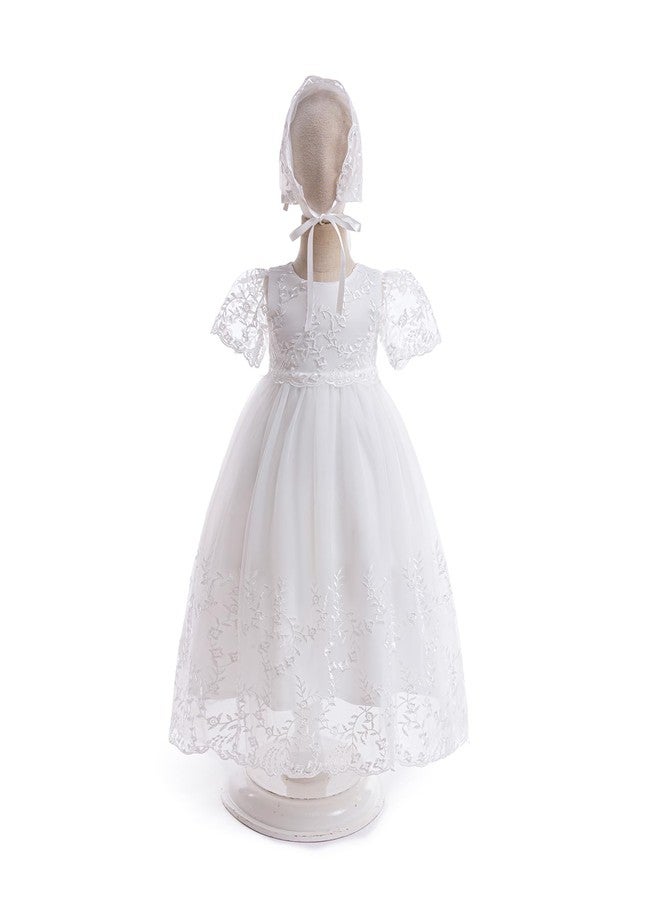 DPKM Baby Girls White Christening Dress Lace Toddler Baptism Gown Outfit for Formal Party Infant Wedding Dresses - Image 2