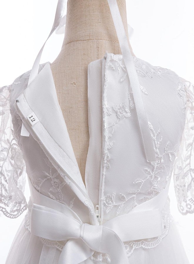 DPKM Baby Girls White Christening Dress Lace Toddler Baptism Gown Outfit for Formal Party Infant Wedding Dresses - Image 5