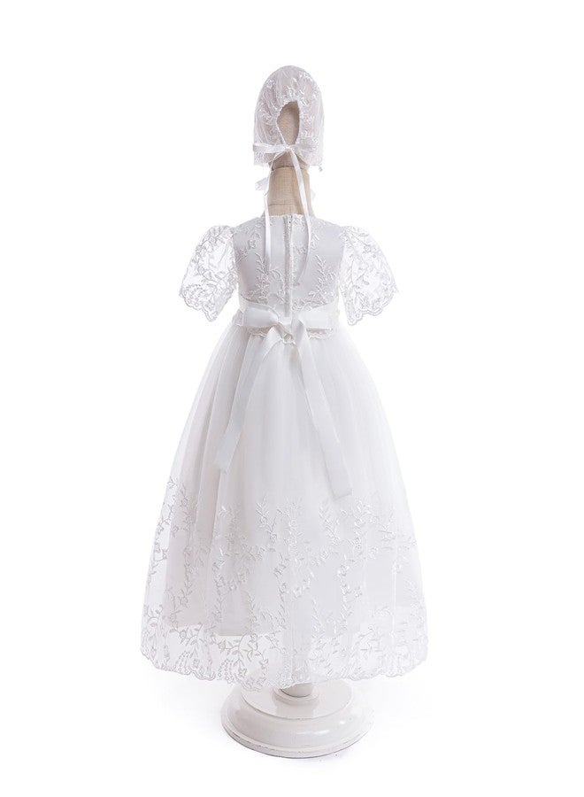 DPKM Baby Girls White Christening Dress Lace Toddler Baptism Gown Outfit for Formal Party Infant Wedding Dresses - Image 3