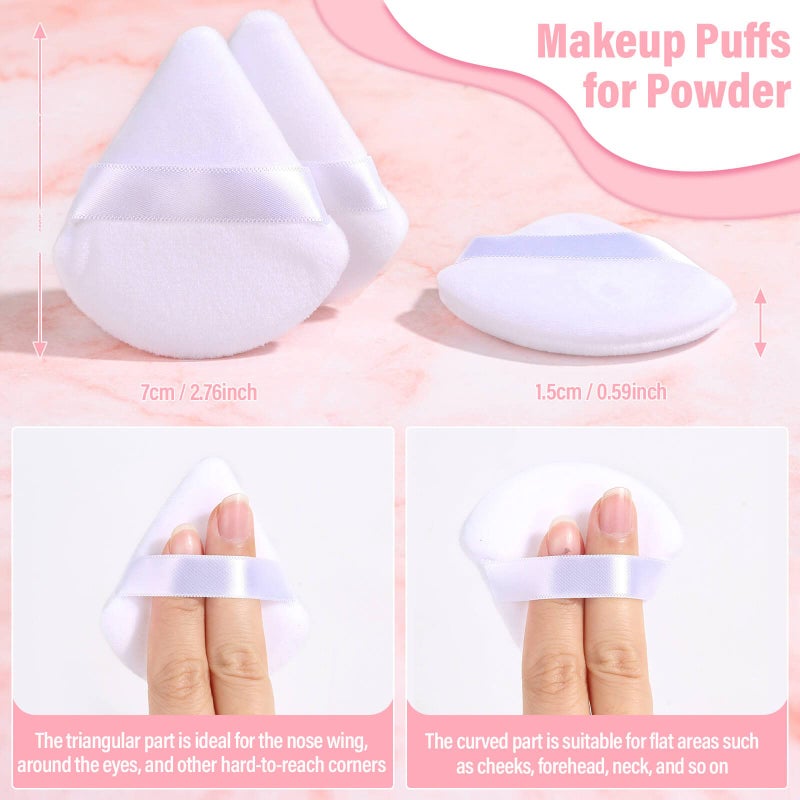 Thrilez 20pcs Triangle Powder Puff, Loose Powder Puffs Makeup Puff for Face Powder, Setting Powder Puff for Make Up, Face Puff Pads for Press Powder, Sponge Powder Applicator for Face and Eye (White) - Image 3
