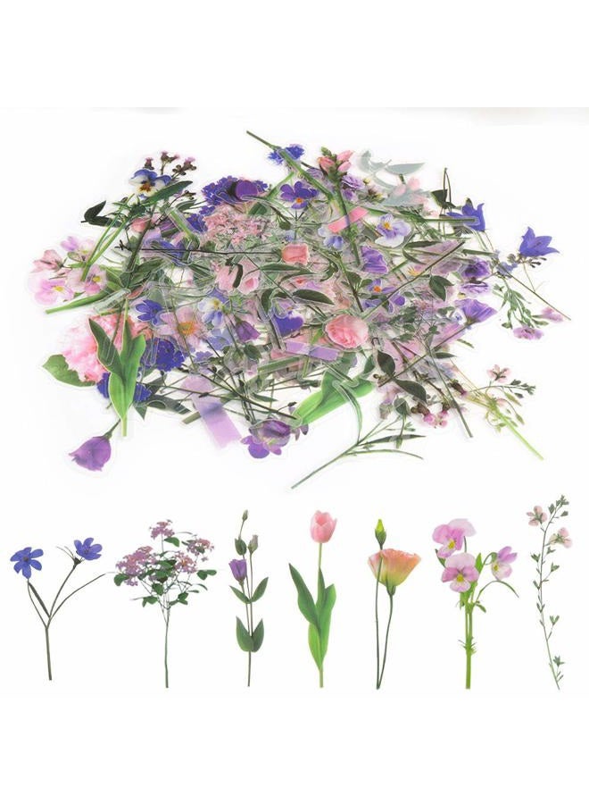 Pengxiaomei 80 Pieces Natural Flower Stickers for Scrapbooking, Self-Adhesive Scrapbooking Stickers Supplies Journal stocking stuffers for Adult Card Making Letters DIY (Style A) - Image 1