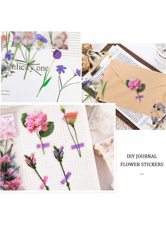 Pengxiaomei 80 Pieces Natural Flower Stickers for Scrapbooking, Self-Adhesive Scrapbooking Stickers Supplies Journal stocking stuffers for Adult Card Making Letters DIY (Style A) - Image 4