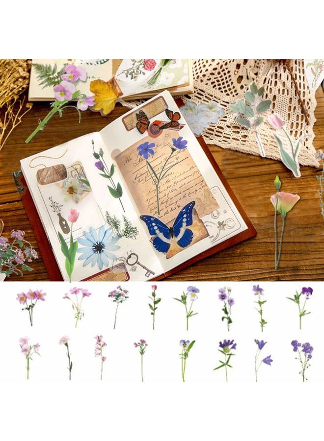 Pengxiaomei 80 Pieces Natural Flower Stickers for Scrapbooking, Self-Adhesive Scrapbooking Stickers Supplies Journal stocking stuffers for Adult Card Making Letters DIY (Style A) - Image 5