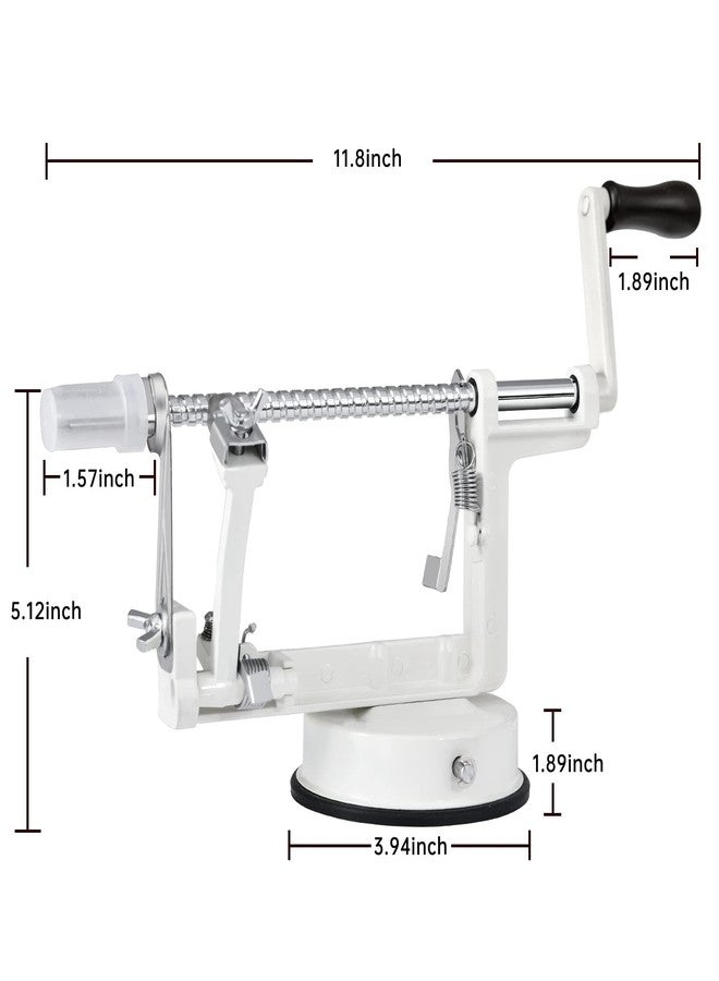 tatida Apple Peeler Corer, Long lasting Chrome Cast Magnesium Alloy Apple Peeler Slicer Corer with Stainless Steel Blades and Powerful Suction Base for Apples and Potatoes(White) - Image 2