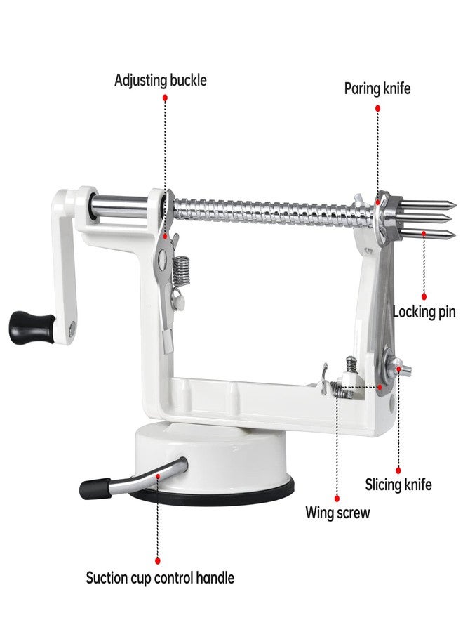 tatida Apple Peeler Corer, Long lasting Chrome Cast Magnesium Alloy Apple Peeler Slicer Corer with Stainless Steel Blades and Powerful Suction Base for Apples and Potatoes(White) - Image 3