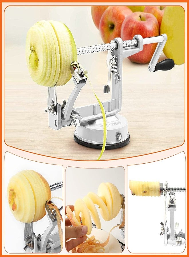 tatida Apple Peeler Corer, Long lasting Chrome Cast Magnesium Alloy Apple Peeler Slicer Corer with Stainless Steel Blades and Powerful Suction Base for Apples and Potatoes(White) - Image 4