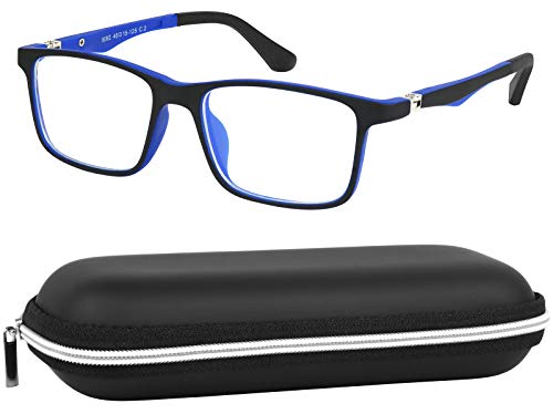 Yogo Vision Kids Computer Glasses Blue Light Blocking Filter Video Games Tablets Electronic Devices Protects Against Eyestrain For Boys Girls Black and Blue FramCase Included - Image 2