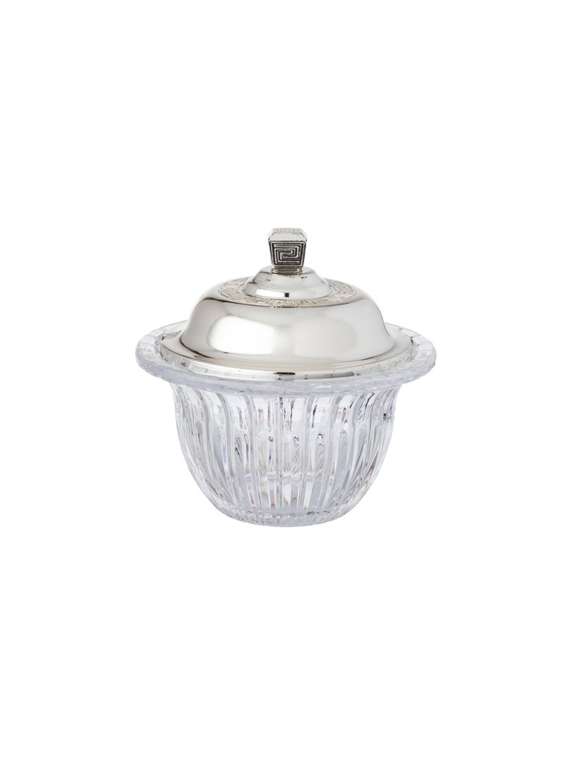 Dania Decorative Striped Glass Sugar Can With Metal Lid  - Image 1