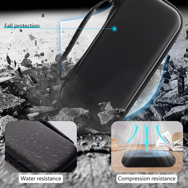 GLDRAM Black Carrying Case for Nintendo Switch Lite, Portable Travel Bag with 8 Game Card Slots, 4 in 1 Accessories Kit with Clear Glitter TPU Protective Shell, Screen Protector and 2 Thumb Grid Caps - Image 3