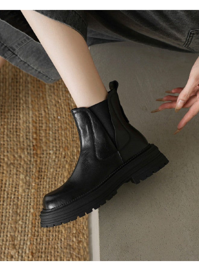 AME Fashion Ankle Boots 2025 Autumn Winter New Slip-on Versatile Comfortable Women Boots Simple V-cut Chelsea Boots - Image 1