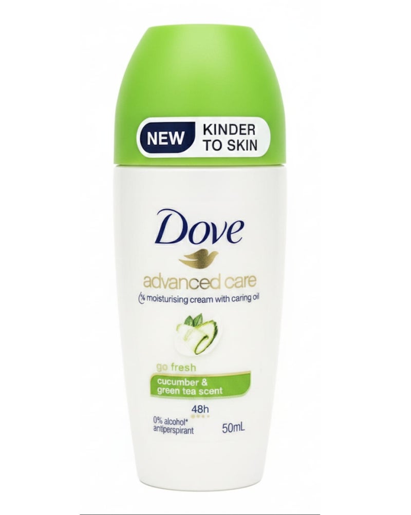Dove Advanced Care Roll-On Deodorant with Moisturizing Cream, Cucumber and Green Tea Scent, 50ml