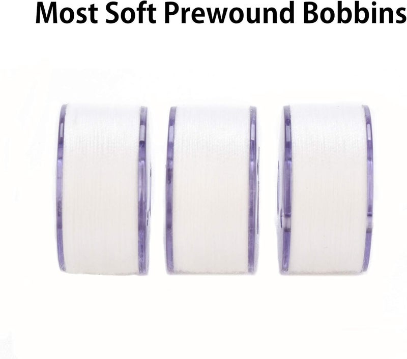 simthread 144pcs White 90 Weight WT(60S/2) Prewound Bobbins Thread Size A Class 15 Plastic Sided Compatible with Brother Babylock Embroidery Thread Sewing Thread Machine DIY - Image 2