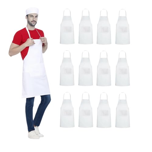 uniformer Apron for Men and Women | Durable & Stylish for Kitchen, Restaurant, Cafes | Ideal for Chefs, Bakers & Home Cooks | Easy to Clean | Unisex Design (White_Pack of 12) - Image 1