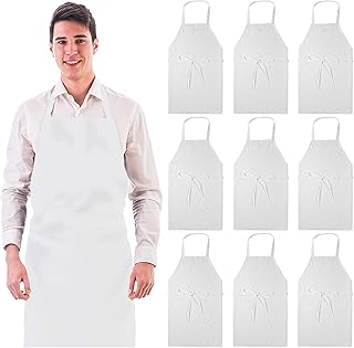 White Classic White Classic Wealuxe 12-Pack Professional Bib Aprons | No Pocket | 32x28 Inch | White | Set of 12  - Image 1