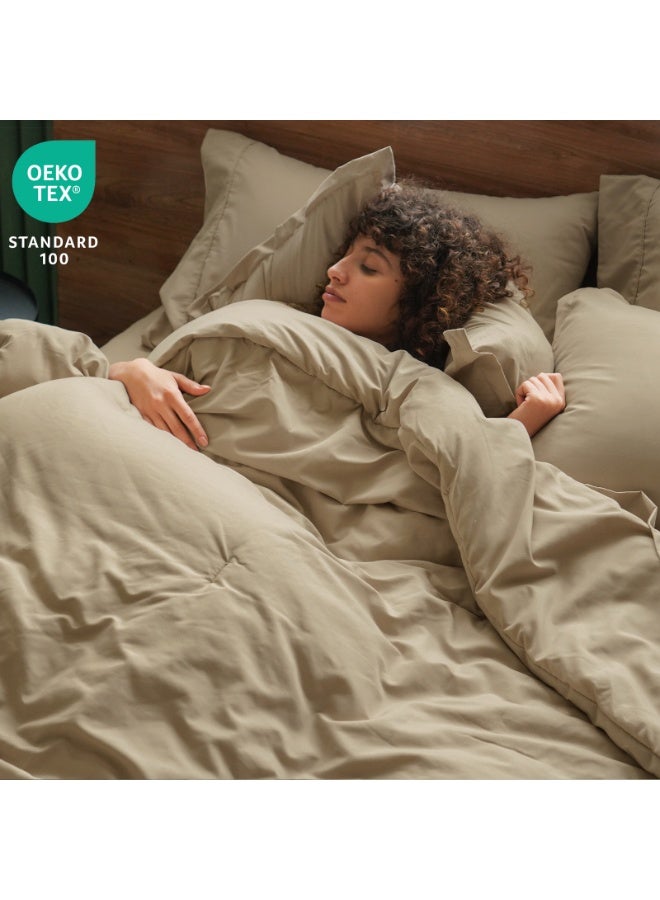 PHF 7 Piece King Bed-in-a-Bag Comforter Set, Lightweight Bedding Collection, Set includes 1x 265cm x 230cm Comforter + 1x 275cm x 260cm Flat Sheet + 1x 200cm x 205cm Fitted Sheet (40cm Deep Pocket) + 4x Pillowcases (2x 50cm x 90cm + 2x 50cm x 100cm), Khaki - Image 2