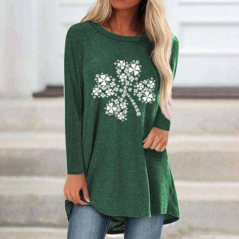 KKG Womens St Patricks Day Shirts Shamrock Long Tunics or Tops to Wear with Leggings Plus Size, Loose Fit Long Sleeves - Image 2