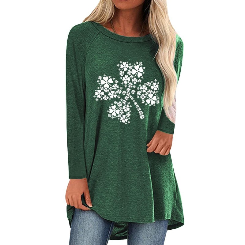 KKG Womens St Patricks Day Shirts Shamrock Long Tunics or Tops to Wear with Leggings Plus Size, Loose Fit Long Sleeves - Image 1