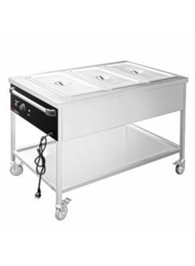 AL KHAYAM * The picture may slightly differ from the original.  Commercial Heated Bain Marie Trolley ECO – 3x GN 1/1 - 30–90°C - 1.95 kW - Drain Tap - Image 3