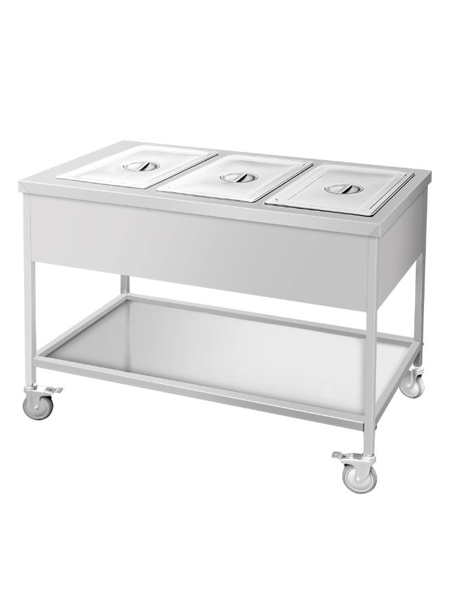AL KHAYAM * The picture may slightly differ from the original.  Commercial Heated Bain Marie Trolley ECO – 3x GN 1/1 - 30–90°C - 1.95 kW - Drain Tap - Image 4