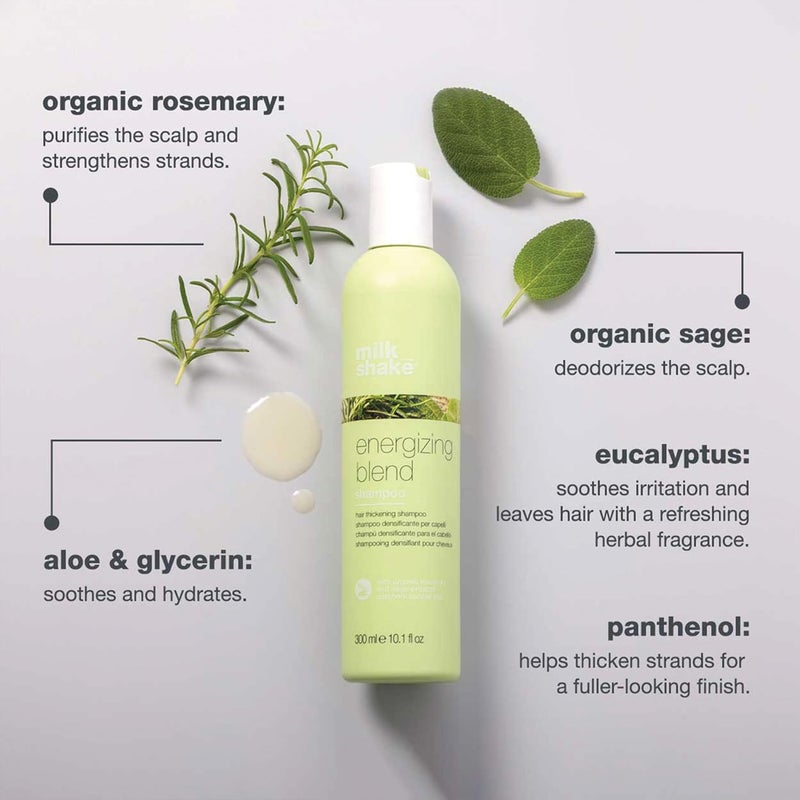 Milk Shake شامبو مزيج منشط – إكليل الجبل، المريمية والزيوت الأساسية للشعر الناعم، الرقيق والهش – منظف لطيف مع بانثينول لتحفيز فروة الرأس، الكثافة، القوة والشعور المنعش، 1 لتر - Image 3