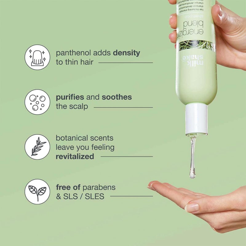 Milk Shake شامبو مزيج منشط – إكليل الجبل، المريمية والزيوت الأساسية للشعر الناعم، الرقيق والهش – منظف لطيف مع بانثينول لتحفيز فروة الرأس، الكثافة، القوة والشعور المنعش، 1 لتر - Image 2