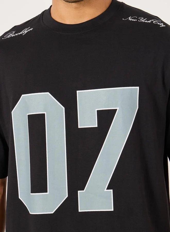 Styli Varsity Printed Jersey Oversized T-Shirt