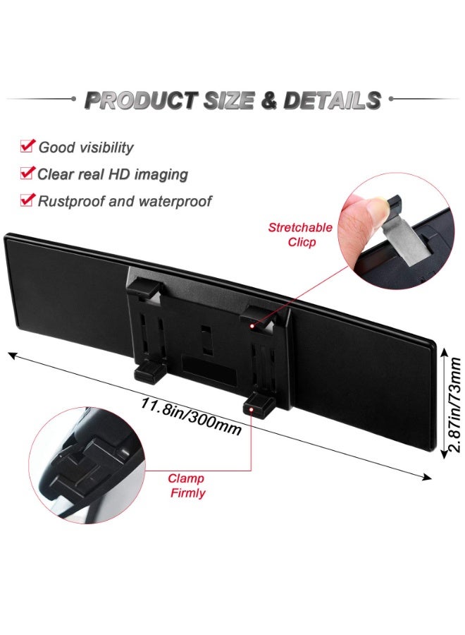Universal 300mm / 30cm (11.81") Wide-Angle Curved Rearview Mirror with Suction Cup – Compatible with Toyota (Camry, Corolla, RAV4, Highlander, Tacoma), Honda (Civic, Accord, CR-V, HR-V, Pilot), Ford (F-150, Escape, Explorer, Mustang, Edge), Chevy (Silverado, Malibu, Equinox, Tahoe, Traverse), Nissan (Altima, Sentra, Rogue, Pathfinder, Frontier), BMW (3 Series, 5 Series, X1, X3, X5), Mercedes (C-Class, E-Class, GLC, GLE, A-Class), Hyundai (Elantra, Sonata, Tucson, Santa Fe, Kona), Kia (Sportage, Sorento, Optima/K5, Soul, Telluride), VW (Jetta, Passat, Tiguan, Golf, Atlas - Image 3