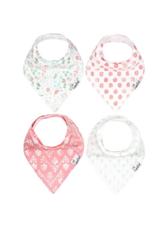 Copper Pearl Copper Pearl 4 Pack Soft Cotton Baby Bibs for Drooling and Teething, Absorbent Drool Bibs for Baby Girl, Adjustable to Fit Newborns to Toddlers, Tons of Styles (Claire Set) - Image 1