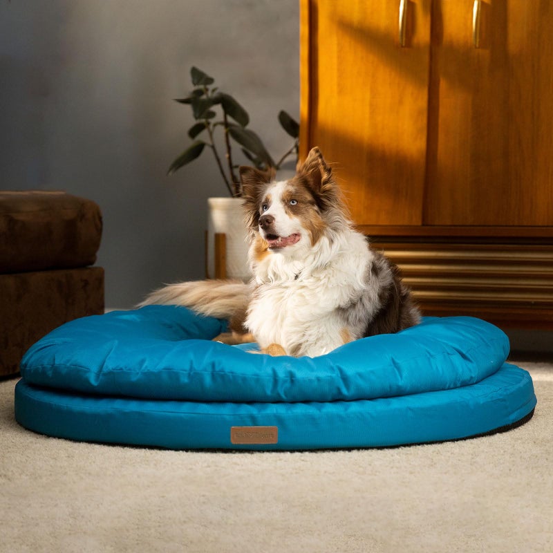ClevaHome Orthopedic Dog Beds for Extra Large Dogs, 42 inches Ultra-Durable Round Pet Bed with Waterproof, Washable, Removable Cover, Nonslip Bottom (Mosaic Blue) - Image 1