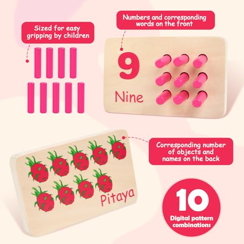 Gserin Wooden Counting Numbers Peg Board for Kids Montessori Math Toy for Toddlers Math Manipulatives Preschool Early Learning Educational Materials for Kids 3 4 5 6 7 - Image 5