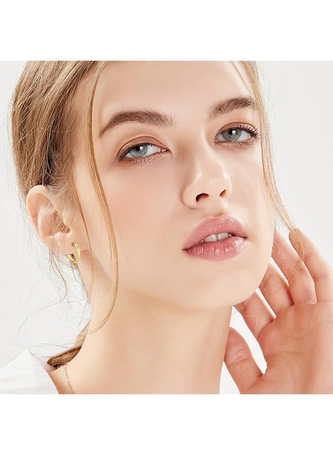3 Pair Titanium Hoop Earrings, Hinged Huggie Hoop Earrings for Lobe Cartilage 8mm/10mm/12mm Hypoallergenic Lightweight Huggie Hoops Earring with Plated Earrings for Women Men Girls - Image 2