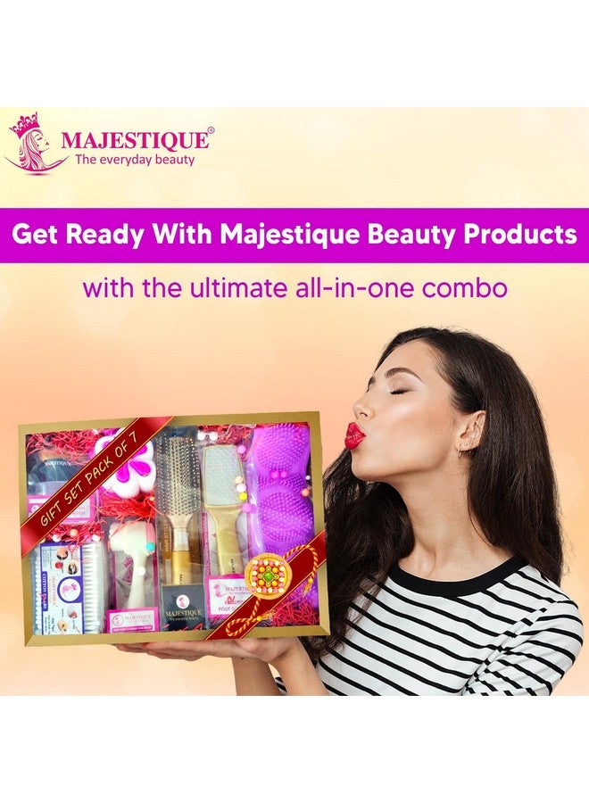 Majestique Personal Care Gift Pack | 7-Item Gift Hamper - Premium looks Hair Brush- Foot Scrubber, Face Brush, Bath Belt, Body Loofah, Cotton Swabs - Wedding Gift Set | Anniversary Gift Pack - Image 2