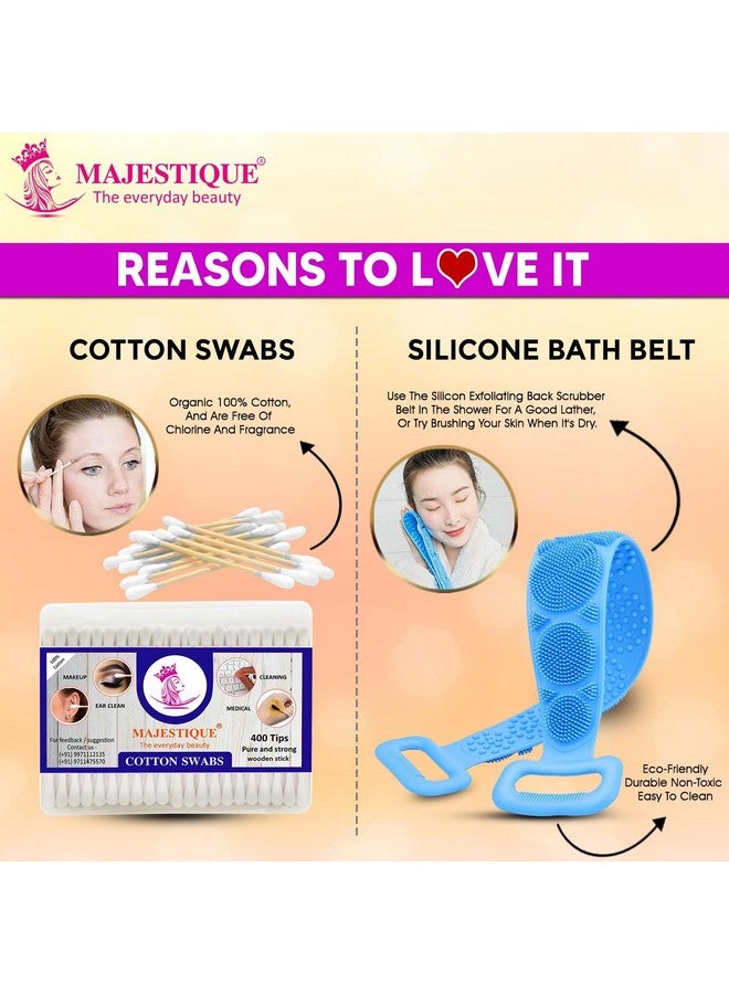 Majestique Personal Care Gift Pack | 7-Item Gift Hamper - Premium looks Hair Brush- Foot Scrubber, Face Brush, Bath Belt, Body Loofah, Cotton Swabs - Wedding Gift Set | Anniversary Gift Pack - Image 5